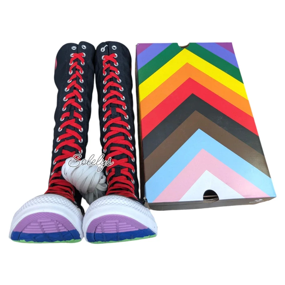 Converse PRIDE XXHI Rainbow Flame Knee High Sneaker Boot Limited Edition M11 W13 - Picture 10 of 11